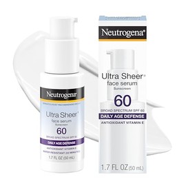 Neutrogena, Ultra Sheer Face Sunscreen with Vitamin E and SPF 60, Sunscreen for Face with Broad Spectrum Uva/Uvb Protection, Fragrance-Free, Oxybenzon