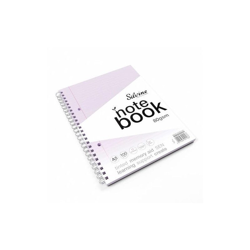 Silvine A5 Blue Paper Dyslexia Notebook | 100 Wirebound Pages,