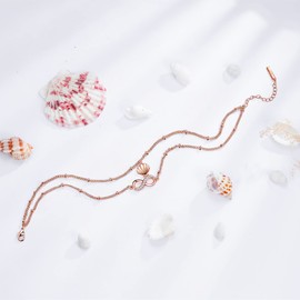 JENDEAR Anklet for Women in Gold Silver Rose Gold Boho Anklet with Infinity Sign Double Row Anklet with Balls Summer Beach Waterproof Anklet Jewellery for Women Girls