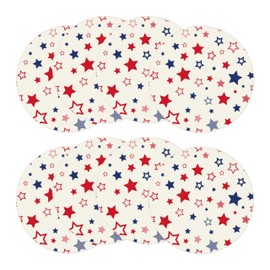 BOTB LIHM 4th of July Round Placemats Set of 8 Memorial Day Independence Day Stars Patriotic America Table Decorations 14x14 Inch Cloth Table Mats
