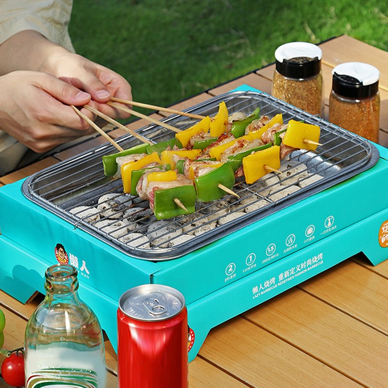 Charcoal Grill Single Use Compact Detachable Stainless Steel Portable Barbecue