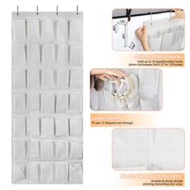 GOMAJI 35 Large Pockets Over the Door Shoe Organzier, Hanging Shoe Organizer for Door Large Capacity Shoe Storage Bag with 4 Metal Hooks