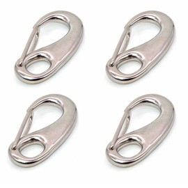 EMcollection 314 Stainless Steel Carabiner Clip Spring Snap Hooks With Eyelet Keychain for Outdoor Camping Tactical Survival Gear M 50mm pack of 4