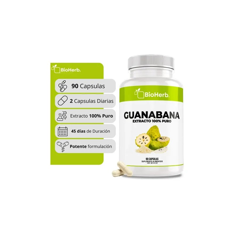 Guanábana Extracto 100% Con 90 Capsulas Para 45 Dias 90