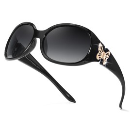 DreamCalf Polarized Sunglasses for Women, Trendy Wrap Around Y2K Style Sun Glasses with Butterfly Accents UV Protection
