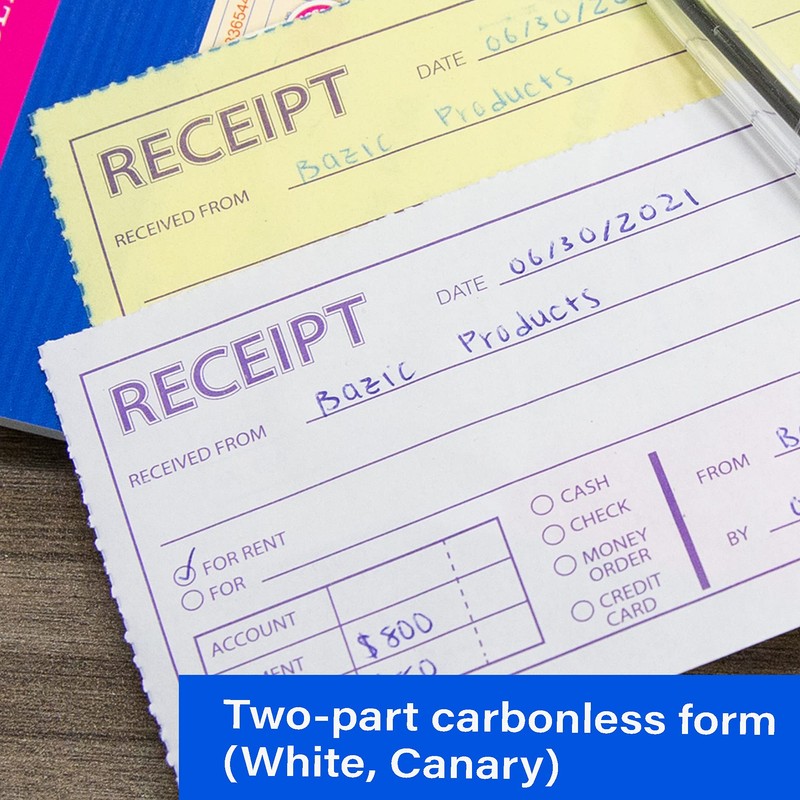 BAZIC PRODUCTS Receipts Book, Money Cash Rent Receipts for Landlords,