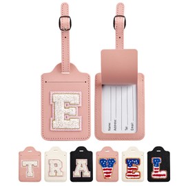 Luggage Tags for Suitcases, 26 Initial Letter Travel Bag Tags with Privacy Cover Name Card for Women Men Kids Girls Travel
