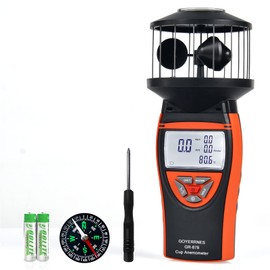 Digital Wind Speed Anemometer Handheld,GR-878 Wind Speed Gauge Meter Shows Wind Temperature,Max/Min/Avg Air Volume,Wind Velocity/Direction with Compass for HVAC Weather Monitoring