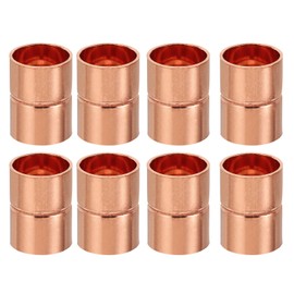PATIKIL Copper Fittings 12.7mm Inner Diameter Copper Coupling Fittings 8pcs Rolled Tube Stop Straight Pipe Fittings Welded Joint for HVAC Air Conditioner Pipe Refrigeration