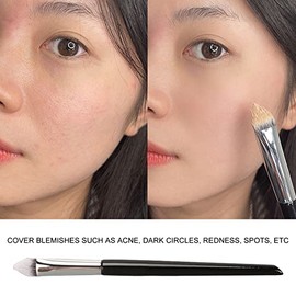 Brocha Para Corrector, Brocha Para Corrector Ojos, Brocha para Corrector Debajo de los Ojos, Brocha para Resaltar Cosméticos Pelo para acné, ojeras, enrojecimiento, manchas