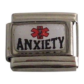 Gadow Jewelry Anxiety Medical Alert ID Italian Charm for Bracelet Awareness Stainless Steel