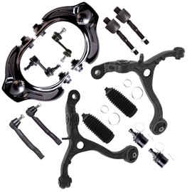 SCITOO 14pc Front Suspension Kit Lower Control Arm Upper Control Arm and Ball Joint Lower Ball Joint Inner Outer Tie Rod End Sway Bar End Link Steering Rack Boot 2008-2012 for Honda for Accord
