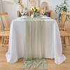 DecorMommt Table Runner Sage Green Chiffon Thin Decorative Fabric Table