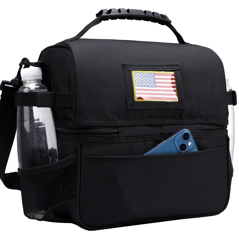 MIER Dual Compartment Lunch Bag Tote with Shoulder Strap for