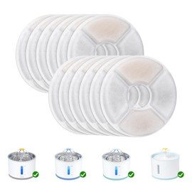 Wonder Creature Cat Water Fountain Filter Replacement, 6/8/12/16/8+4 Pack, Round Carbon Filters for 81oz/2.4L Stainless Steel Top Automatic Pet Fountain (12 Pack)