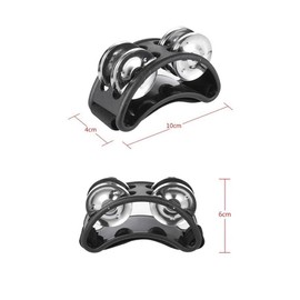 DACUAN Foot Tambourine Percussion, 4 Pcs Musical Instrument Percussion Pedal with Steel Jingle Bells for Drum Guitar Playing, Foot Percussion Shakers with Elastic Strap for Adults Black