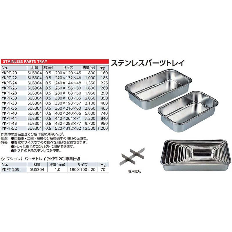 Kyoto Machine Tools (KTC) Stainless Steel Parts Tray YKPT-22