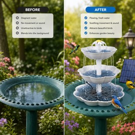 Solar Bird Bath Fountain for Garden Decor – Detachable 3-Tier Water Feature for Birds, Ponds & Patios