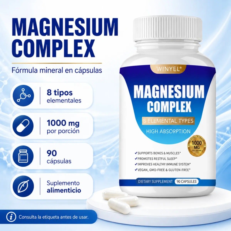 Magnesio Complejo Ocho Tipos Fórmula Nutricional Diaria Plus