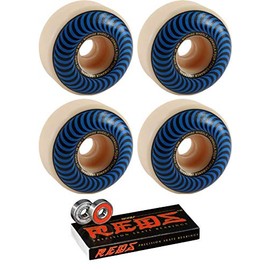 Spitfire 56mm Wheels Formula Four Classic Swirl Skateboard Wheels with Bones Bearings - 8mm Bones Reds Precision Skate Rated Skateboard Bearings - Bundle of 2 Items