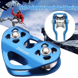 Youngneer Climbing Zip Line Pulley 30KN Double Tandem Speed Dual Trolley with 25kN Carabiner for 1/4 5/16 3/8 1/2 Cable for Zipline Climbing Rescue Pulley