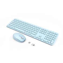 Wireless Keyboard Mouse Combo - 2.4Ghz Aesthetic Quiet Keyboard and Mouse Wireless - 110 Keys Full Size Ultra-Thin Keyboard for Laptop, Computer, PC, Notebook, Windows, Mac OS (Blue)