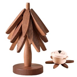 Yuarmi 3pcs Wooden Trivets for hot Plate,Tree Coasters for Christmas Decor, Non-Slip Insulated Foldable Table Mat,Resistant Table Mat Kitchen Accessories for Hot Dishes, Pot/Bowl, Teapot, Hot Pot