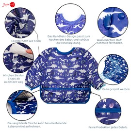 Joyo roy Bib Baby Bib with Sleeves Drool Bib Baby Bib with Crumb Tray Baby Bib with Sleeves Bib Washable for Girls Painting Coat Children, Boy-1