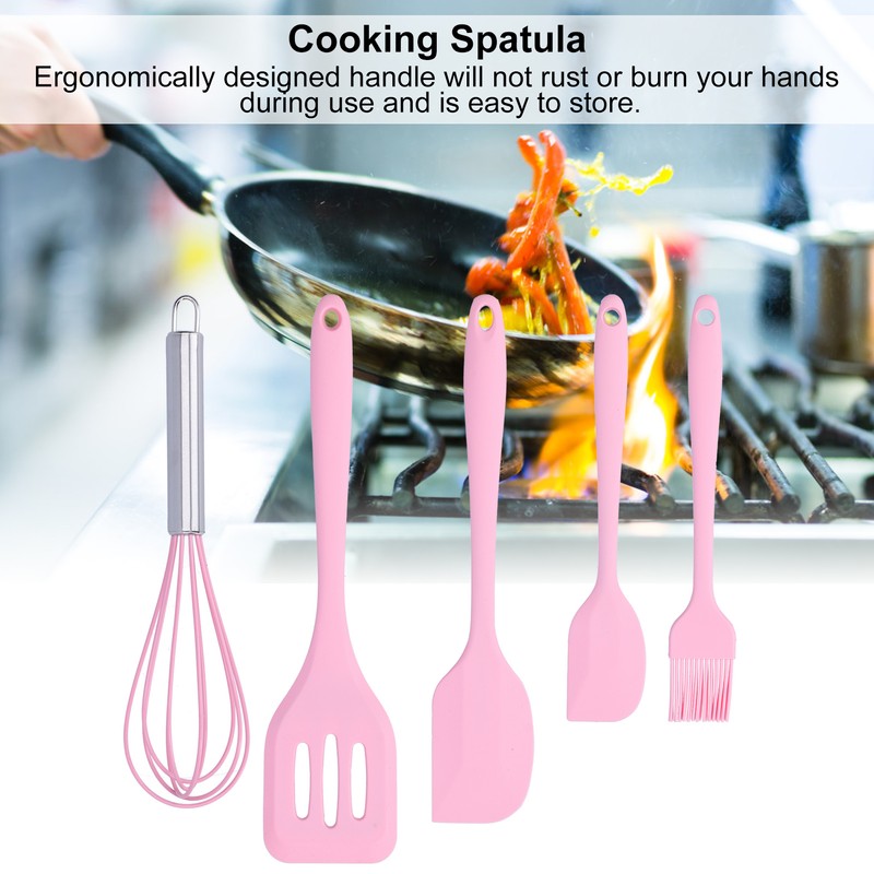 Cooking Spatula Set Silicone Baking Scraper Heat Resistant Egg Beater