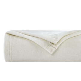 Southshore Fine Living, Inc. Oversized Fleece Couch Throw Blanket, Warm Throw Blankets for Bed, Thick Blanket, Large Really Soft Plush Blankets (50 x 70) Throw Size Cream Color