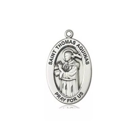 St Thomas Aquinas Medal 1'' High Sterling on a 20" Sterling  French Rope Chain