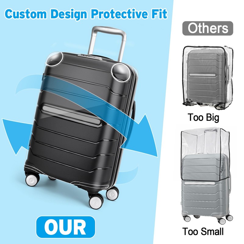 Yotako Zippered Clear PVC Suitcase Cover Protectors 20 Inch Luggage