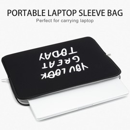 RAINYEAR 16 Inch Laptop Sleeve Compatible with New Model 16" MacBook M1 M2 M3 M4 Pro/Max for A2141 A2485 A2780 A2991 A3403 A3186, Encouragement Protective Carrying Case, Black