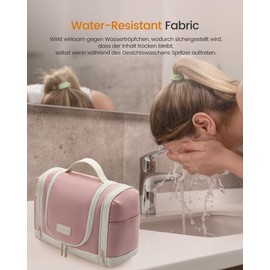 LOVEVOOK Women's Toiletry Bag, Large Hanging Toiletry Bag, Foldable Wash Bag, Cosmetic Bag with 360° Rotating Hooks, Toiletry Bag, Beauty Case, Make-Up Bag for Travel, 1-pink beige, Cosmetic bag