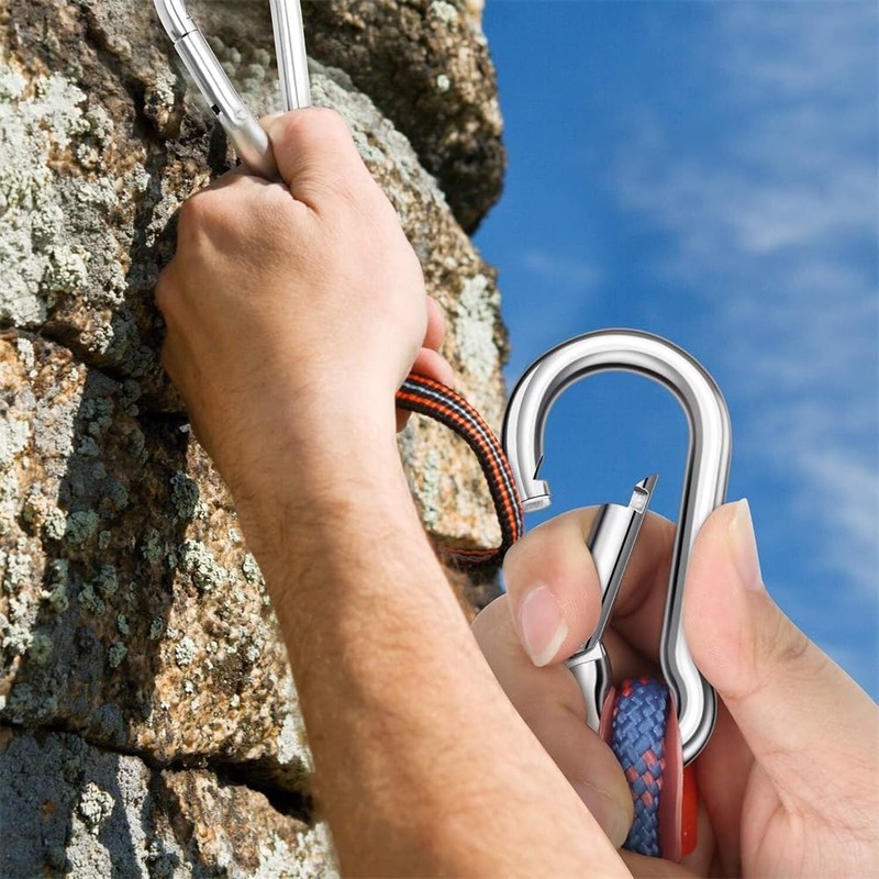 5Pcs Stainless Steel Spring Snap Hook Carabiner Clips for Heavy