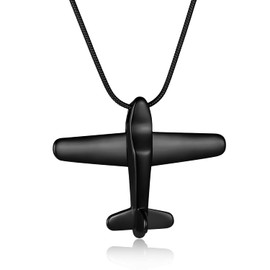 Airplane Ashes Necklace Aircraft Cremation Urn Necklace for Ashes Pendant Stainless Steel Keepsake Memorial Jewelry for Women Men, Metal, not known,