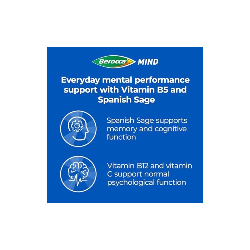 Berocca Mind Effervescent Tablets, Citrus, 15 Tablets x 1 Pack