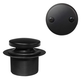 Westbrass A93-2-62 1-1/2" Tip-Toe Bathtub Drain Plug Trim Set with Two-Hole Overflow Faceplate, Matte Black