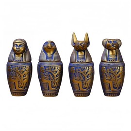 Will Art Museum Egyptian Theme Guardian Sphinx Decorative Box Classical Small Items Collection Decoration, Color Blue and Gold