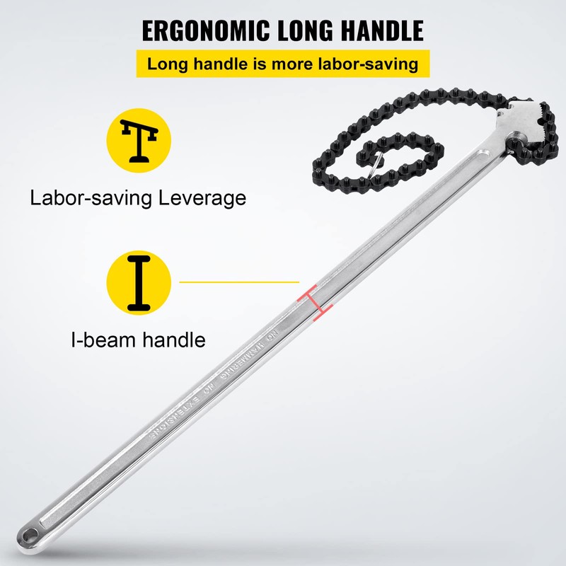 VEVOR 24 Inch Pipe Chain Wrench Heavy Duty 6.7 Inch