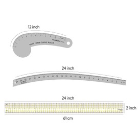 KEARING Fashion Designer's Ruler Kit, Lightweight Aviation Aluminum French Curve Ruler Hip Curve Ruler, L-Square Ruler, Vary Form Curve Ruler for Sewing,Quilting