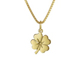 trendor 35922 Clover Pendant Gold 333 (8 Carat) + Gold-Plated Necklace for Children, Gold Jewellery is a Great Gift Idea, Sterling Silver Gold