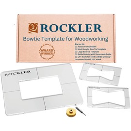 Rockler Bow Tie Inlay Kit w/Frame, Bit, & Bushing - Decorative Router Templates for Woodworking - Transparent Butterfly Inlay Template Set - 3-in-1 Acrylic Router Inlay Kit for Precise Cuts