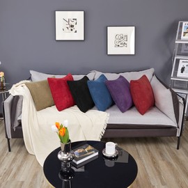 Deconovo Christmas Pillow Covers 20x20, Pack of 2 Soft Corduroy Throw Pillow Cover Stripes, 20x20 Inch, True Red, Pillow Covers, Cushion Covers for Bedroom Machine Washable Pillowcase for Bedroom