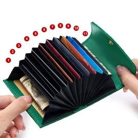 Mayski Credit Card Holder, Small Card Holder Wallet for Women, RFID Blocking Accordion Card Cases Holder, Compact Size, Green