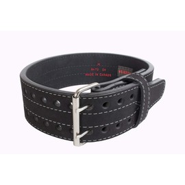 Grizzly Fitness Premium Double Prong Power Lifting Weight Belt for Men and Women | Used by Pros | Durable Thick 13mm Leather with Double Stitching and Double Prong Buckle | 4" Wide and Adjustable for Comfort | Stabilizes your Lower Back during Weight Lif