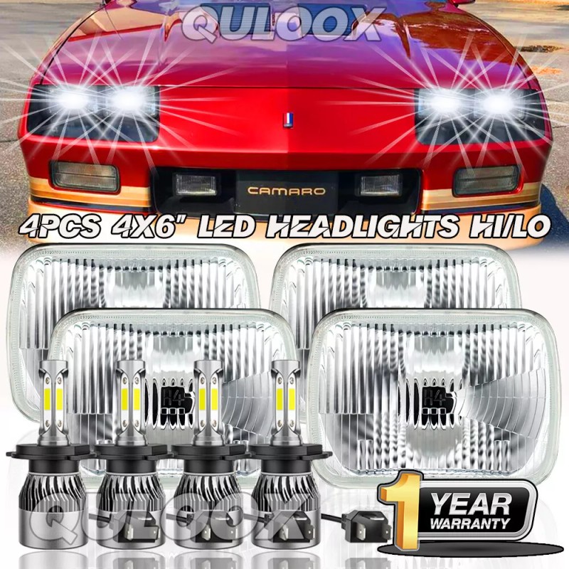 QULOOX 4pc 4x6" Led Headlights Hi/Lo Beam For 1980 -