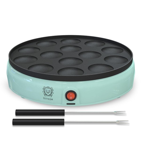 ULTICOR Mini Pancake Maker – 14-Hole Electric Poffertjes Pan –