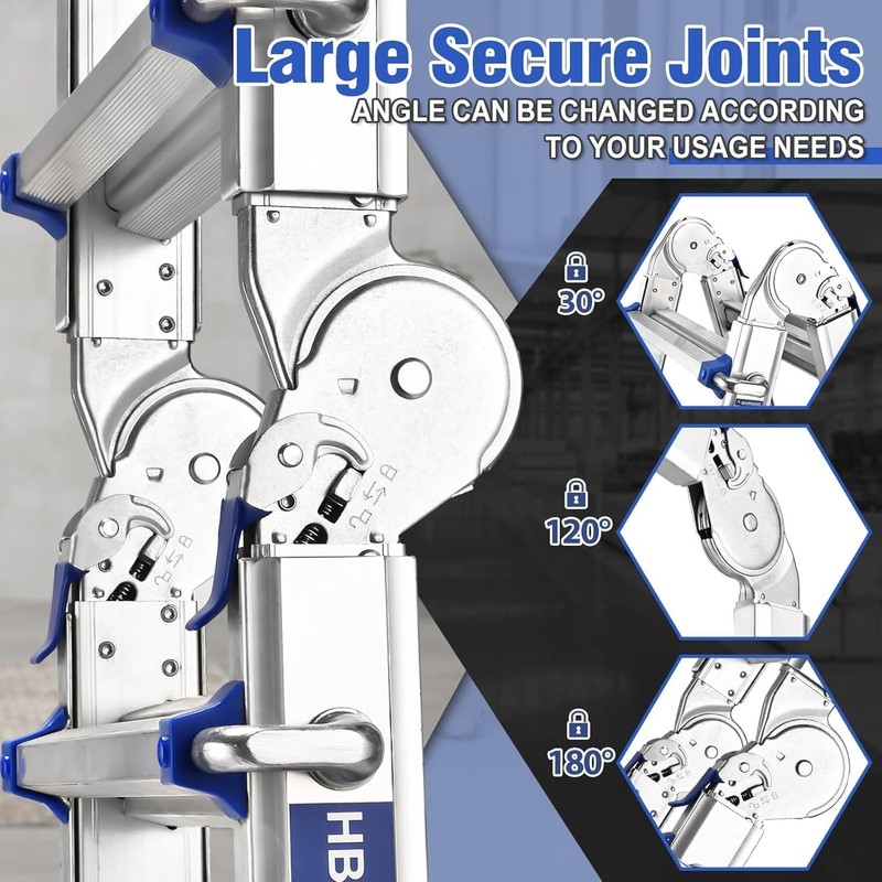 HBTower A Frame 3 Step Extension Ladder,11Ft Multi Position Ladder