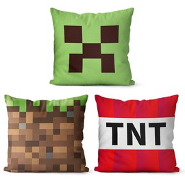 Pixel TNT Game Cushion Covers 45 cm x 45 cm, Decorative Cushion Cuddly Cushion, Pixel Play Player, Children's Cushion, Gaming Birthday Gift, Money Gift Decoration -A
